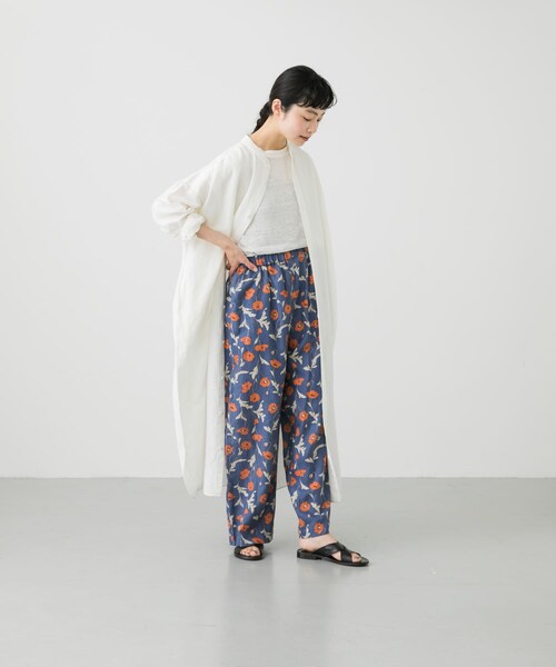 kagure　かぐれ コットンリネンバンドカラーシャツワンピース □Kagure かぐれ リネンシャツワンピース ピンク Freeサイズ