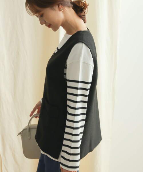 URBAN RESEARCH DOORS（アーバンリサーチドアーズ）の「ツイードベスト（トップス・レディース・BLACK/GRAY・M）」の3枚目の写真