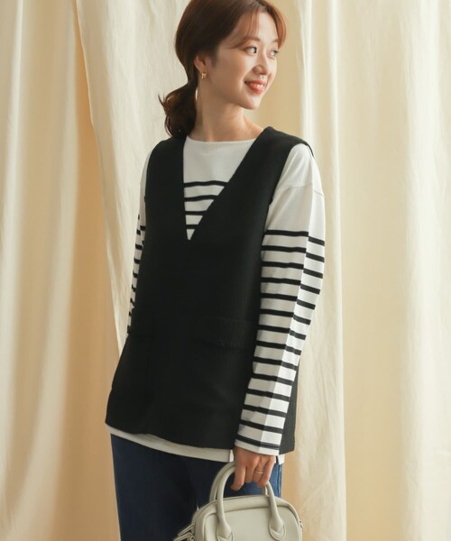 URBAN RESEARCH DOORS（アーバンリサーチドアーズ）の「ツイードベスト（トップス・レディース・BLACK/GRAY・M）」の5枚目の写真