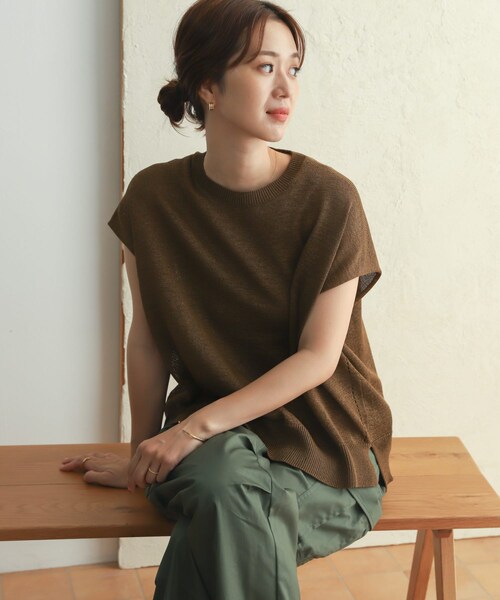 URBAN RESEARCH DOORS（アーバンリサーチドアーズ）の「ウォッシャブルドライニット（トップス・レディース・BLACK/CAMEL・M）」の19枚目の写真