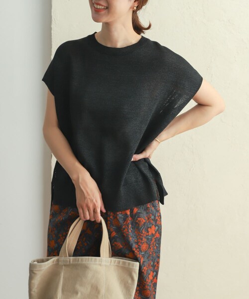 URBAN RESEARCH DOORS（アーバンリサーチドアーズ）の「ウォッシャブルドライニット（トップス・レディース・BLACK/CAMEL・M）」の5枚目の写真