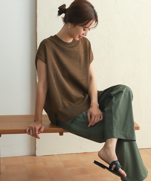 URBAN RESEARCH DOORS（アーバンリサーチドアーズ）の「ウォッシャブルドライニット（トップス・レディース・BLACK/CAMEL・M）」の18枚目の写真