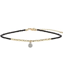 TOPSHOP | Freedom at topshop. 100%metal. Black beaded choker with gold look beads and small silver look coin at the front, undone length 11.5 inches with 2.5 inch extension chain.(ネックレス)