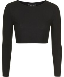 TOPSHOP | Petite long sleeve crop top in skinny ribbed finish. 51% viscose, 49% polyester. machine wash.(Tシャツ/カットソー)