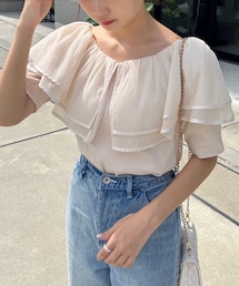 one after another NICE CLAUP | 前後2WAY/異素材テレコトップス(Tシャツ/カットソー)