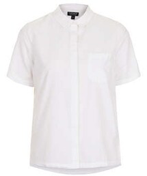 TOPSHOP | White cotton short sleeve shirt with front pocket detail. 100% cotton. machine washable.(シャツ/ブラウス)