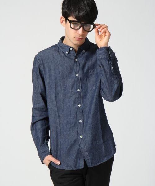 RAGEBLUE（レイジブルー）の「デニムシャツ長袖（トップス・メンズ・ライトブルー/ブルー/ネイビー・Ｓ/Ｍ/Ｌ）」の3枚目の写真
