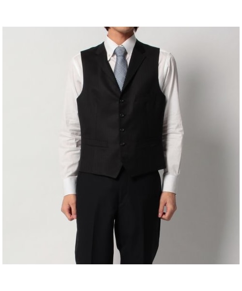 TAKEO KIKUCHI（タケオキクチ）の「ドーメル84シャドーストライプドレスベスト（スーツベスト・メンズ・ブラック・S/M/L/LL）」の2枚目の写真