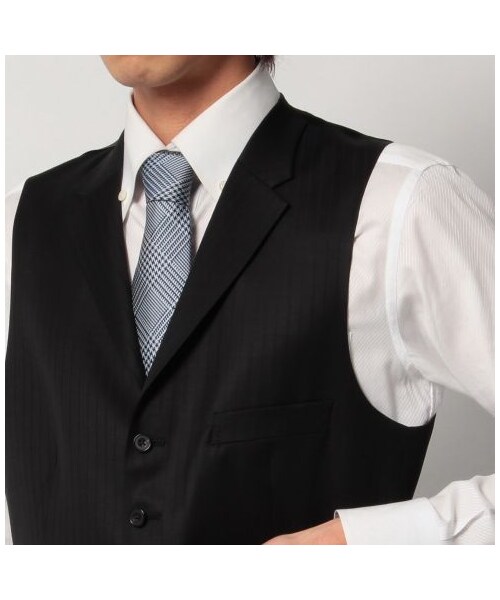 TAKEO KIKUCHI（タケオキクチ）の「ドーメル84シャドーストライプドレスベスト（スーツベスト・メンズ・ブラック・S/M/L/LL）」の5枚目の写真