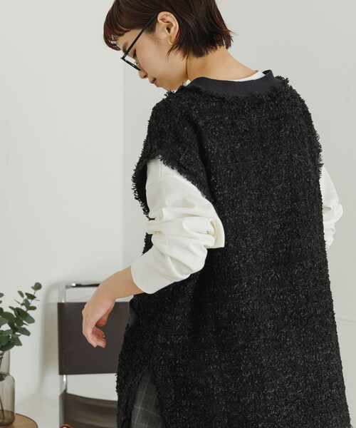 URBAN RESEARCH(アーバンリサーチ)の「ツイードニットベスト(トップス・レディース・BLACK/IVORY・FREE)」の7枚目の写真