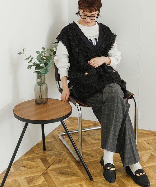 URBAN RESEARCH(アーバンリサーチ)の「ツイードニットベスト(トップス・レディース・BLACK/IVORY・FREE)」の13枚目の写真