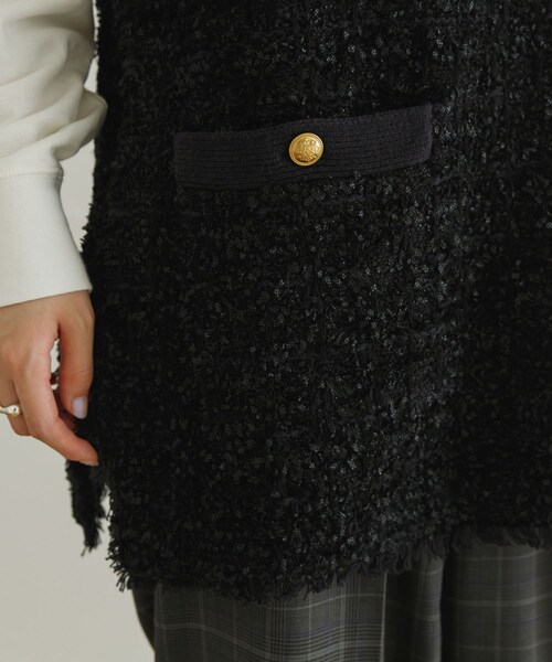 URBAN RESEARCH(アーバンリサーチ)の「ツイードニットベスト(トップス・レディース・BLACK/IVORY・FREE)」の5枚目の写真