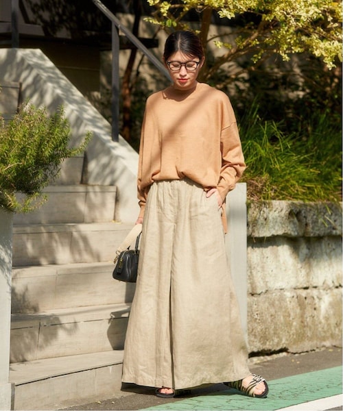 JOURNAL STANDARD リネンタックキュロット 38 ベージュ JOURNAL STANDARD（ジャーナルスタンダード）の「《追加3》リネン