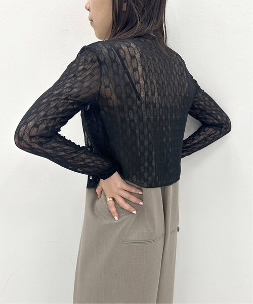 EDIT. FOR LULU（エディットフォールル）の「ストライプVネックレースカーデ（その他・ブラック/フリー）」の6枚目の写真