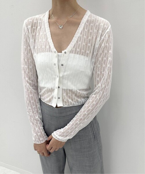 EDIT. FOR LULU（エディットフォールル）の「ストライプVネックレースカーデ（その他・ブラック/フリー）」の15枚目の写真