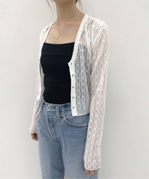 EDIT. FOR LULU（エディットフォールル）の「ストライプVネックレースカーデ（その他・ブラック/フリー）」の12枚目の写真