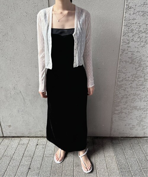 EDIT. FOR LULU（エディットフォールル）の「ストライプVネックレースカーデ（その他・ブラック/フリー）」の8枚目の写真