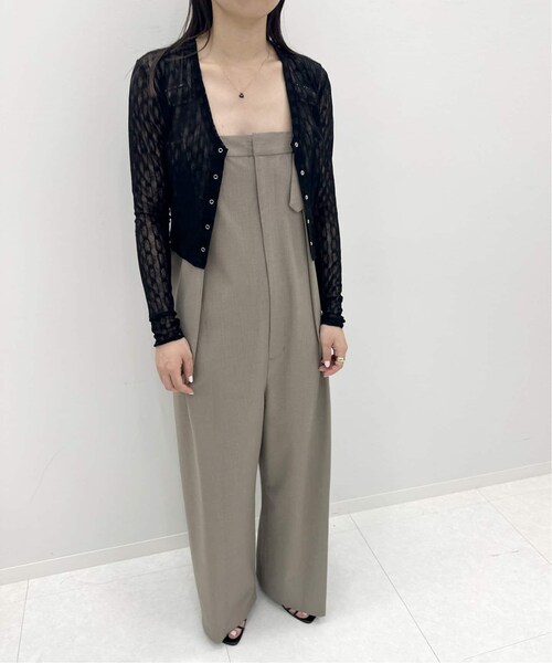 EDIT. FOR LULU（エディットフォールル）の「ストライプVネックレースカーデ（その他・ブラック/フリー）」の3枚目の写真