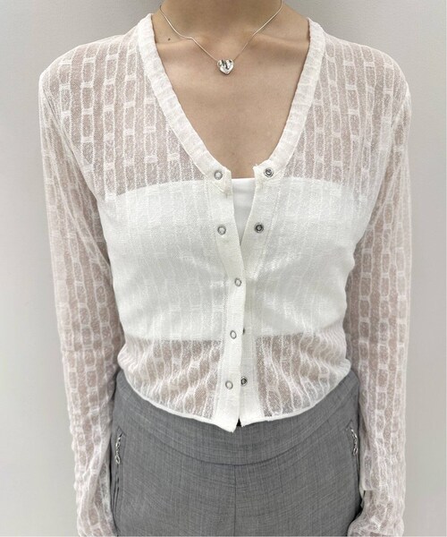 EDIT. FOR LULU（エディットフォールル）の「ストライプVネックレースカーデ（その他・ブラック/フリー）」の16枚目の写真