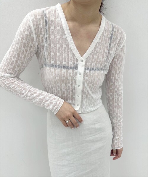 EDIT. FOR LULU（エディットフォールル）の「ストライプVネックレースカーデ（その他・ブラック/フリー）」の18枚目の写真