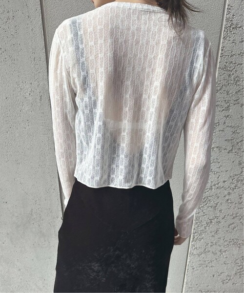 EDIT. FOR LULU（エディットフォールル）の「ストライプVネックレースカーデ（その他・ブラック/フリー）」の11枚目の写真