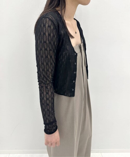 EDIT. FOR LULU（エディットフォールル）の「ストライプVネックレースカーデ（その他・ブラック/フリー）」の4枚目の写真