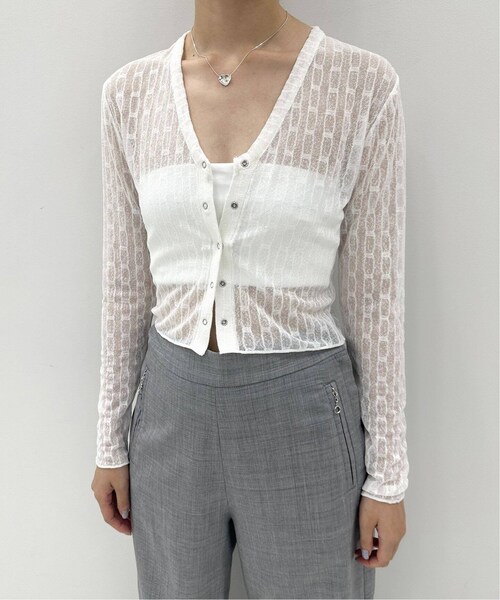 EDIT. FOR LULU（エディットフォールル）の「ストライプVネックレースカーデ（その他・ブラック/フリー）」の14枚目の写真