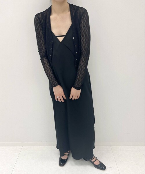 EDIT. FOR LULU（エディットフォールル）の「ストライプVネックレースカーデ（その他・ブラック/フリー）」の7枚目の写真