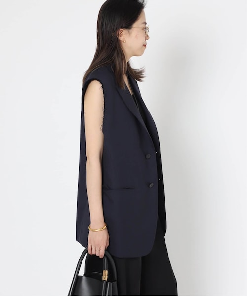 MUSE de Deuxieme classe（ミューズデドゥーズィエムクラス）の「【BOWTE/バウト】POPLIN SLEEVELESS ジャケット（その他・ネイビー/フリー）」の4枚目の写真