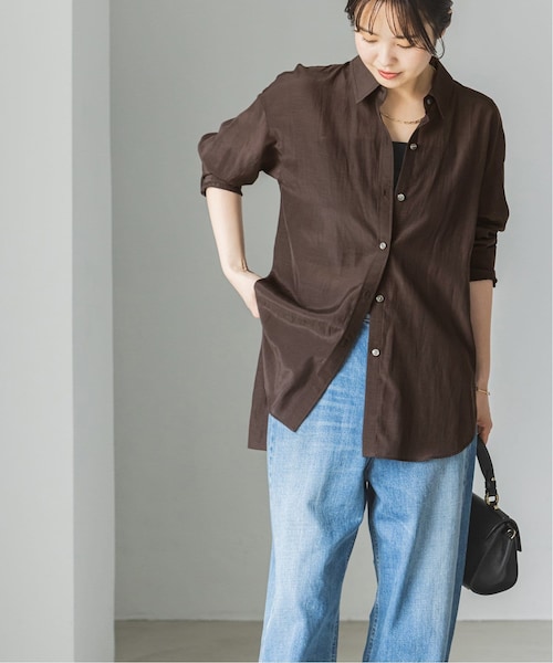 Noble（ノーブル）の「《追加予約》シルキーコットン カラーシャツ 2（その他・ブラウン/フリー）」の5枚目の写真