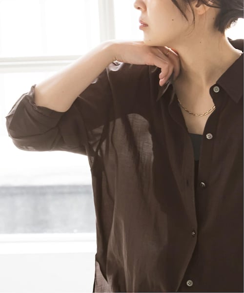 Noble（ノーブル）の「《追加予約》シルキーコットン カラーシャツ 2（その他・ブラウン/フリー）」の4枚目の写真
