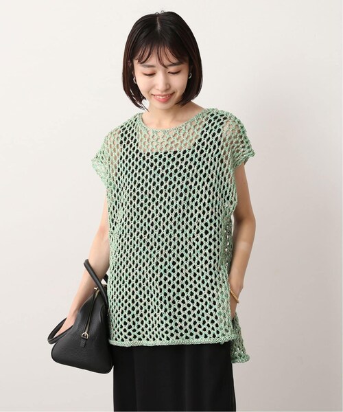 SLOBE IENA（スローブイエナ）の「カラーメッシュニットプルオーバー（その他・グリーン/フリー）」の6枚目の写真