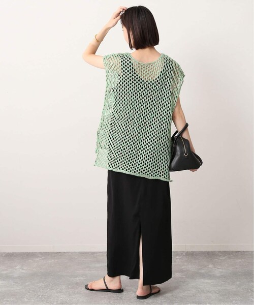 SLOBE IENA（スローブイエナ）の「カラーメッシュニットプルオーバー（その他・グリーン/フリー）」の5枚目の写真