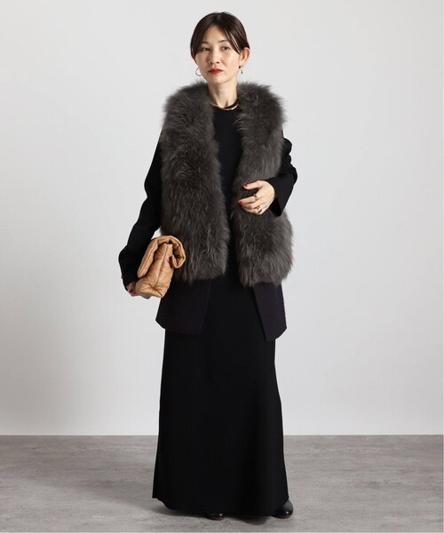 VERMEIL par iena カシミアファージレ　ショート丈タイプ カシミヤファーショートジレ（ベスト）｜VERMEIL par iena