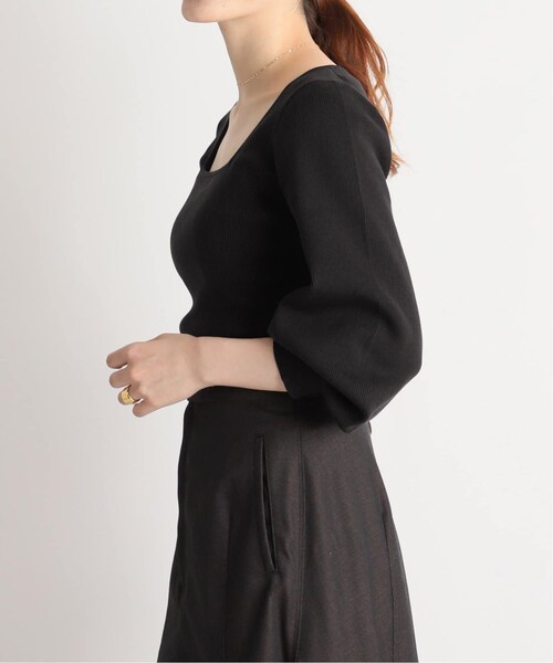 美品 VERMEIL par iena Co/Silkリブスクエアネックニット VERMEIL par iena（ヴェルメイユパーイエナ）の「《予約》Co/Silkリブ