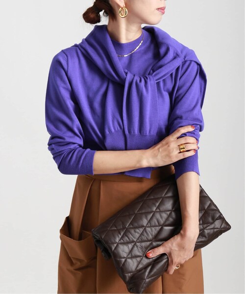 美品 ヴェルメイユパーイエナ ハイネック ニット モヘア ウール 紫 パープル 手編みざっくりモヘアロングセーター パープル ニット・セーター