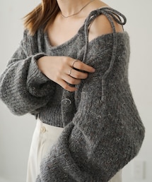 Kastane | 【7.14(金)12:00発売】リボンニットキャミ×クロップドカーデSET(トップス)