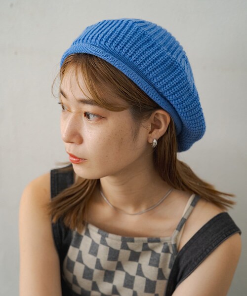 Kastane（カスタネ）の「【7.14(金)12:00発売/2023AWアイテム】ニットベレー帽（ハンチング/ベレー帽・レディース・ブラック/チャコールグレー/ブルー・F）」の3枚目の写真