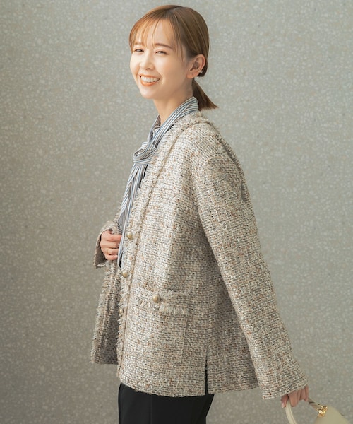ツィードVネックジャケット URBAN RESEARCH ROSSO WOMEN（アーバンリサーチ ロッソ）の「ツイードV