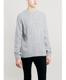 TOPMAN | Grey/Ecru Twist Cable Crew Neck Sweater(ニット/セーター)