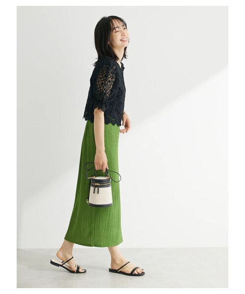 Green　Parks（グリーンパークス）の「ふくれJQ Iラインスカート（スカート・ブラック/ダークブラウン/グリーン・F）」の3枚目の写真