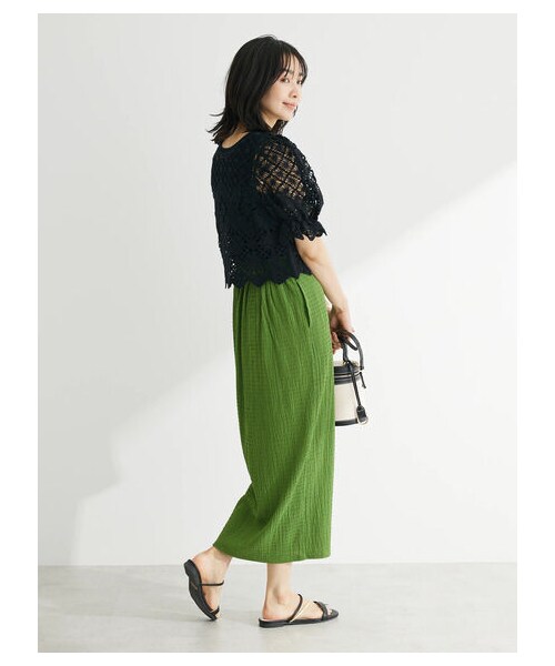 Green　Parks（グリーンパークス）の「ふくれJQ Iラインスカート（スカート・ブラック/ダークブラウン/グリーン・F）」の4枚目の写真