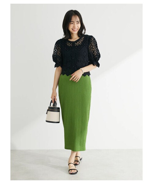 Green　Parks（グリーンパークス）の「ふくれJQ Iラインスカート（スカート・ブラック/ダークブラウン/グリーン・F）」の2枚目の写真