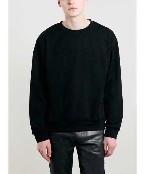 TOPMAN(トップマン)の「Black Textured Sweatshirt(スウェット・メンズ・Black・M/L/S)」の1枚目の写真