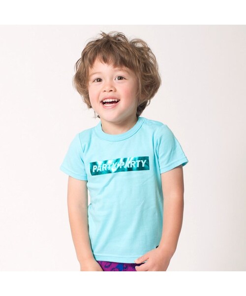 PARTY PARTY（パーティーパーティー）の「【PARTY】アニバーサリー箔pt.Ｔシャツ（トップス・キッズ・ブラック/オフホワイト/パープル/ローズピンク/サックス・80/90/95/100/110/120）」の5枚目の写真