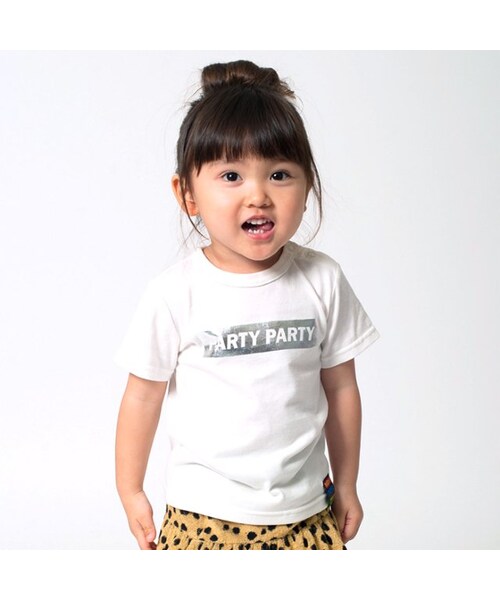 PARTY PARTY（パーティーパーティー）の「【PARTY】アニバーサリー箔pt.Ｔシャツ（トップス・キッズ・ブラック/オフホワイト/パープル/ローズピンク/サックス・80/90/95/100/110/120）」の2枚目の写真