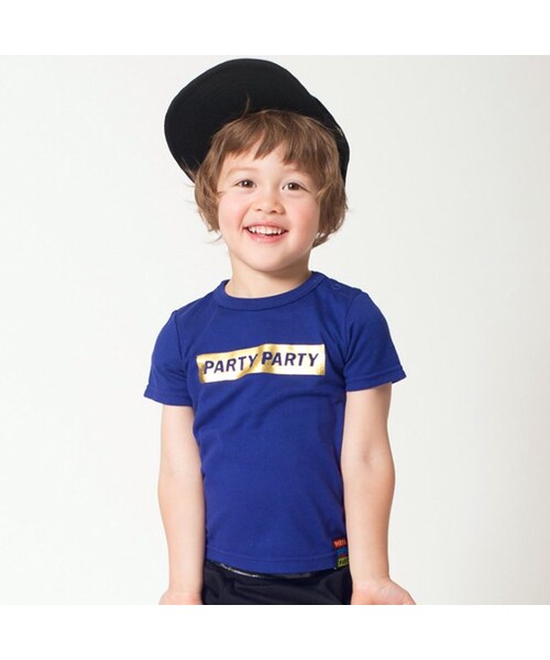 PARTY PARTY（パーティーパーティー）の「【PARTY】アニバーサリー箔pt.Ｔシャツ（トップス・キッズ・ブラック/オフホワイト/パープル/ローズピンク/サックス・80/90/95/100/110/120）」の3枚目の写真