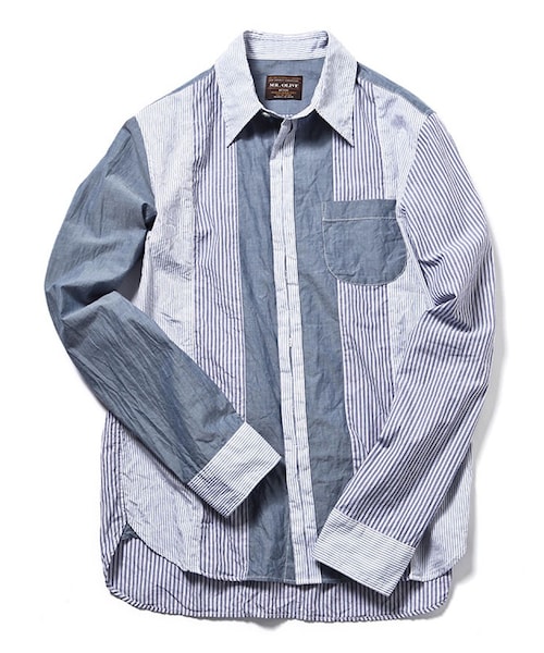 MR.OLIVE（ミスターオリーブ）の「MR.OLIVE CRAZY STRIPE PATTERN / SEMI FLY FRONT SHIRT（トップス・メンズ・ブルー・S/M/L）」の2枚目の写真