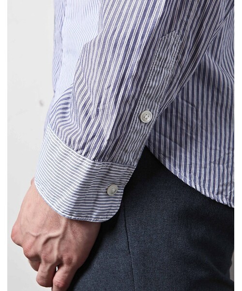 MR.OLIVE（ミスターオリーブ）の「MR.OLIVE CRAZY STRIPE PATTERN / SEMI FLY FRONT SHIRT（トップス・メンズ・ブルー・S/M/L）」の8枚目の写真