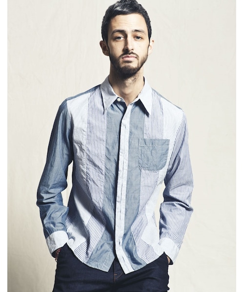 MR.OLIVE（ミスターオリーブ）の「MR.OLIVE CRAZY STRIPE PATTERN / SEMI FLY FRONT SHIRT（トップス・メンズ・ブルー・S/M/L）」の10枚目の写真